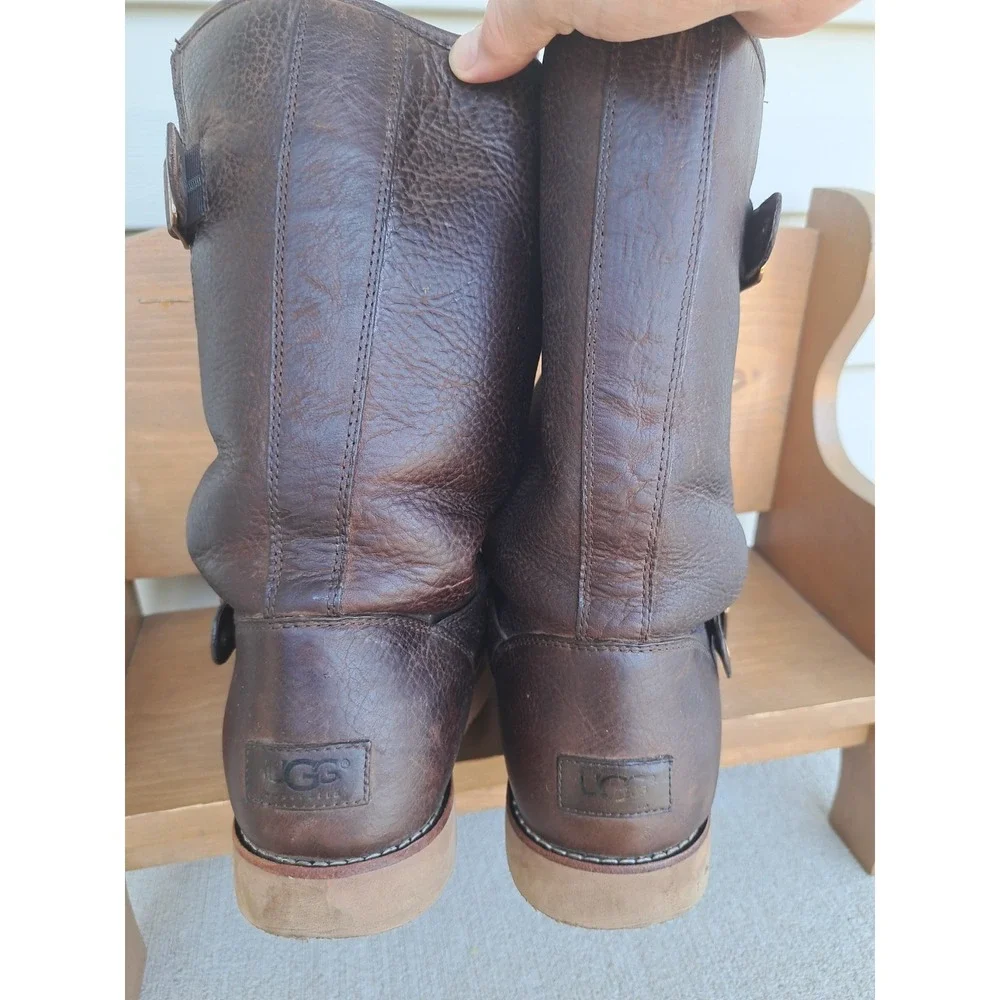 UGG Australia Women's Brown Waterproof Sutter Boots 10 Leather Sheepskin Winter